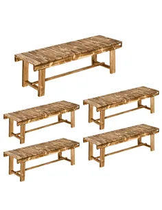 Outsunny 5 Pieces 2-seater Outdoor Indoor Wooden Garden Bench Fir Patio Loveseat, 110L x 38W x 35Hcm, Carbonised