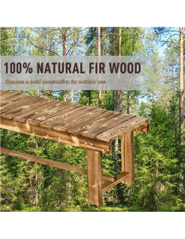 Outsunny 5 Pieces 2-seater Outdoor Indoor Wooden Garden Bench Fir Patio Loveseat, 110L x 38W x 35Hcm, Carbonised