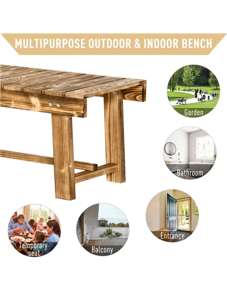 Outsunny 5 Pieces 2-seater Outdoor Indoor Wooden Garden Bench Fir Patio Loveseat, 110L x 38W x 35Hcm, Carbonised