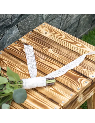 Outsunny 5 Pieces 2-seater Outdoor Indoor Wooden Garden Bench Fir Patio Loveseat, 110L x 38W x 35Hcm, Carbonised