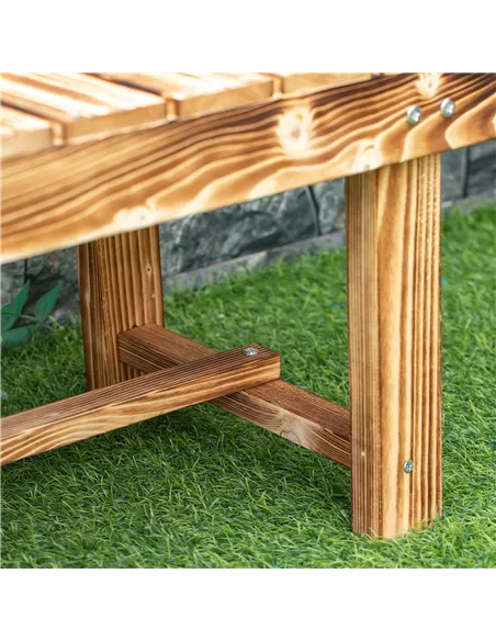 Outsunny 5 Pieces 2-seater Outdoor Indoor Wooden Garden Bench Fir Patio Loveseat, 110L x 38W x 35Hcm, Carbonised