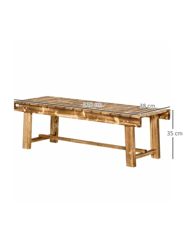 Outsunny 3 Pieces 2-seater Outdoor Indoor Wooden Garden Bench Fir Patio Loveseat, 110L x 38W x 35Hcm, Carbonised