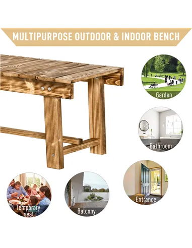 Outsunny 3 Pieces 2-seater Outdoor Indoor Wooden Garden Bench Fir Patio Loveseat, 110L x 38W x 35Hcm, Carbonised