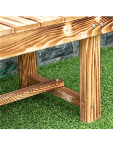 Outsunny 3 Pieces 2-seater Outdoor Indoor Wooden Garden Bench Fir Patio Loveseat, 110L x 38W x 35Hcm, Carbonised