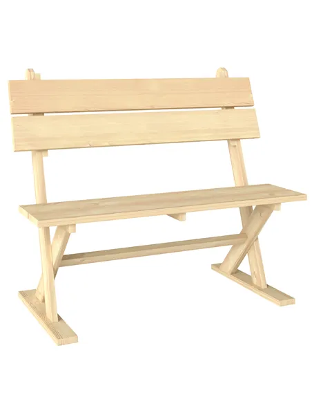Outsunny 2 Seater Wooden Garden Bench, Fir Wood Outdoor Bench, Garden Loveseat with Slatted Seat, Sloping Back and Wide Feet for