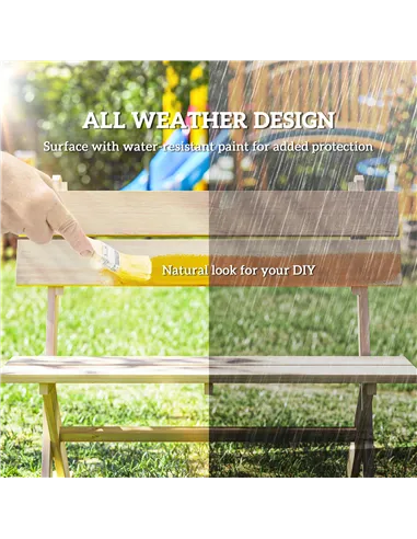 Outsunny 2 Seater Wooden Garden Bench, Fir Wood Outdoor Bench, Garden Loveseat with Slatted Seat, Sloping Back and Wide Feet for