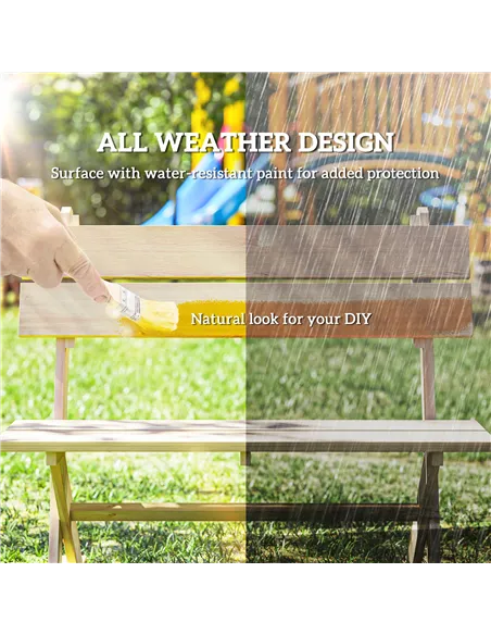 Outsunny 2 Seater Wooden Garden Bench, Fir Wood Outdoor Bench, Garden Loveseat with Slatted Seat, Sloping Back and Wide Feet for