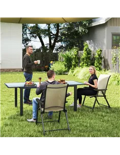 Outsunny Set of Two Folding Outdoor Chairs - Brown/Black 2