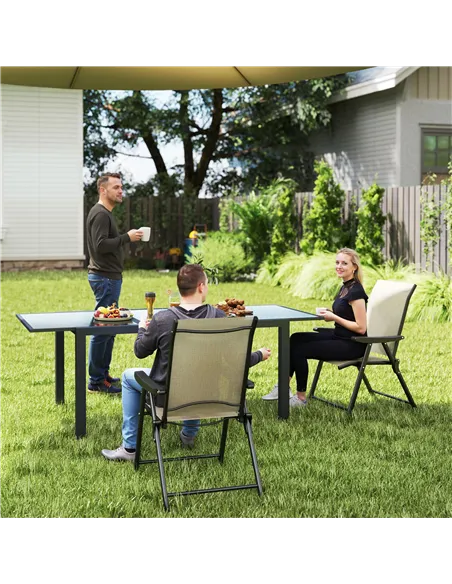 Outsunny Set of Two Folding Outdoor Chairs - Brown/Black