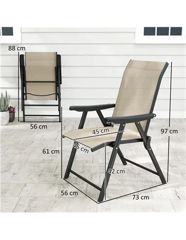Outsunny Set of Two Folding Outdoor Chairs - Brown/Black