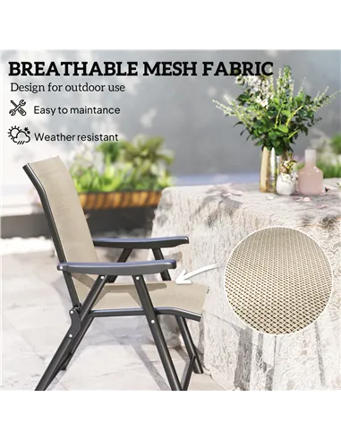 Outsunny Set of Two Folding Outdoor Chairs - Brown/Black