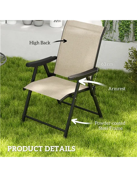 Outsunny Set of Two Folding Outdoor Chairs - Brown/Black