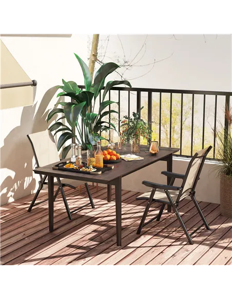 Outsunny Set of Two Folding Outdoor Chairs - Brown/Black