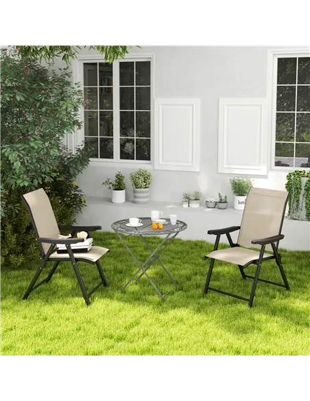 Outsunny Set of Two Folding Outdoor Chairs - Brown/Black