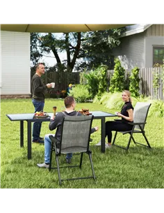 Outsunny Set of Two Folding Outdoor Chairs - Black/Grey 2