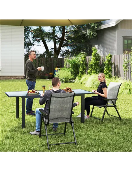 Outsunny Set of Two Folding Outdoor Chairs - Black/Grey