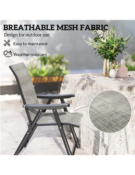 Outsunny Set of Two Folding Outdoor Chairs - Black/Grey