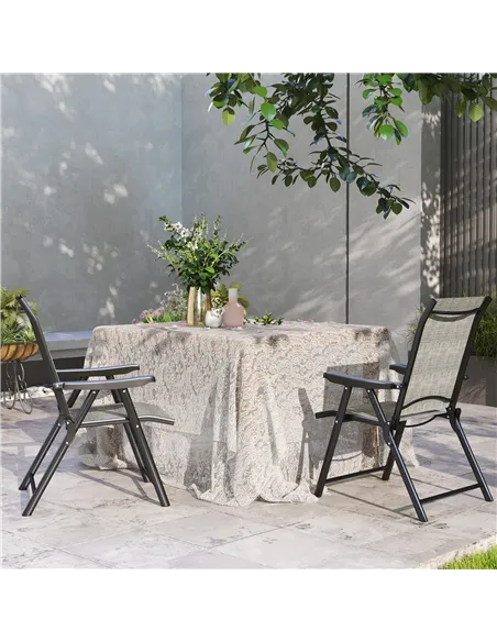 Outsunny Set of Two Folding Outdoor Chairs - Black/Grey
