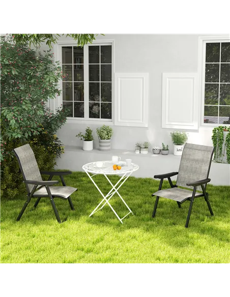 Outsunny Set of Two Folding Outdoor Chairs - Black/Grey