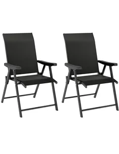 Outsunny Set of Two Folding Outdoor Chairs - Black
