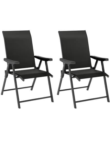 Outsunny Set of Two Folding Outdoor Chairs - Black