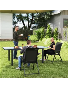 Outsunny Set of Two Folding Outdoor Chairs - Black 2