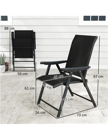 Outsunny Set of Two Folding Outdoor Chairs - Black