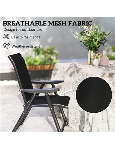 Outsunny Set of Two Folding Outdoor Chairs - Black