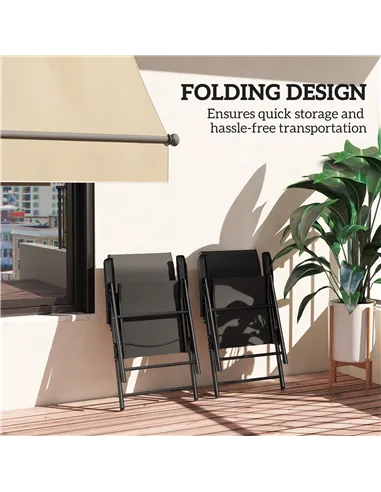 Outsunny Set of Two Folding Outdoor Chairs - Black