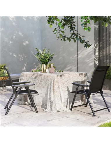 Outsunny Set of Two Folding Outdoor Chairs - Black