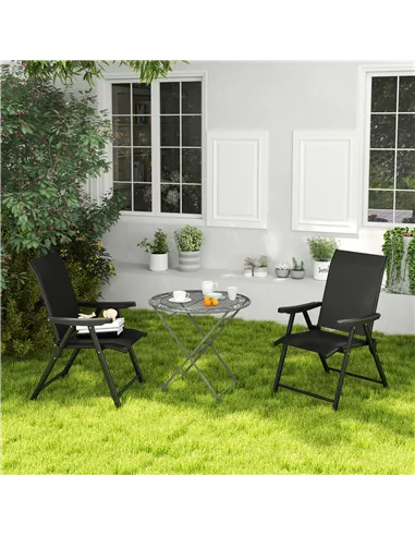 Outsunny Set of Two Folding Outdoor Chairs - Black