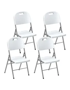 Outsunny Set of Four Foldable Outdoor Chairs - White