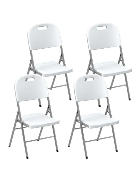 Outsunny Set of Four Foldable Outdoor Chairs - White