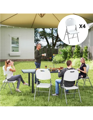 Outsunny Set of Four Foldable Outdoor Chairs - White