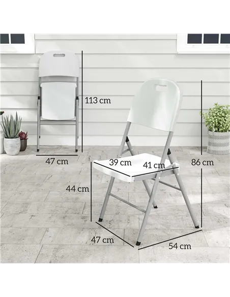 Outsunny Set of Four Foldable Outdoor Chairs - White
