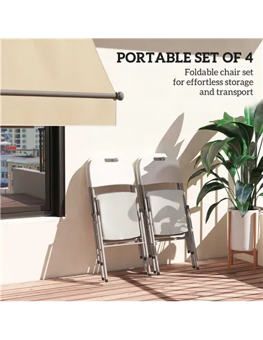 Outsunny Set of Four Foldable Outdoor Chairs - White