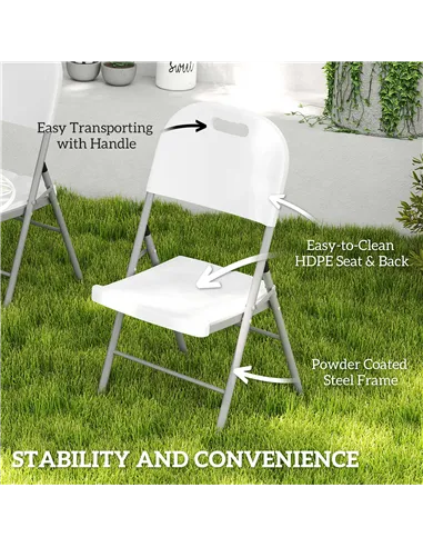 Outsunny Set of Four Foldable Outdoor Chairs - White