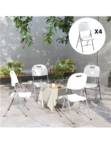 Outsunny Set of Four Foldable Outdoor Chairs - White