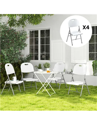 Outsunny Set of Four Foldable Outdoor Chairs - White