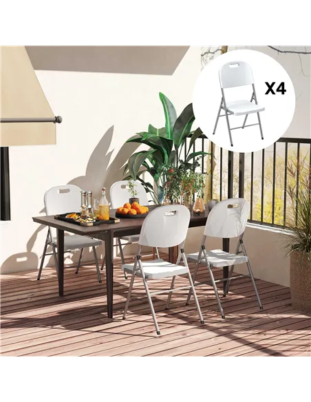 Outsunny Set of Four Foldable Outdoor Chairs - White