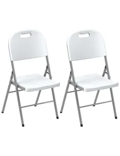 Outsunny Set of Two Foldable Outdoor Chairs - White