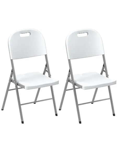Outsunny Set of Two Foldable Outdoor Chairs - White