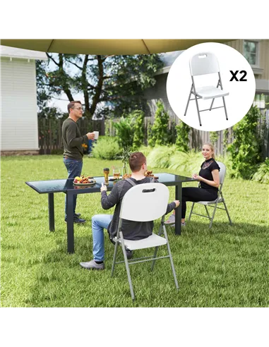 Outsunny Set of Two Foldable Outdoor Chairs - White