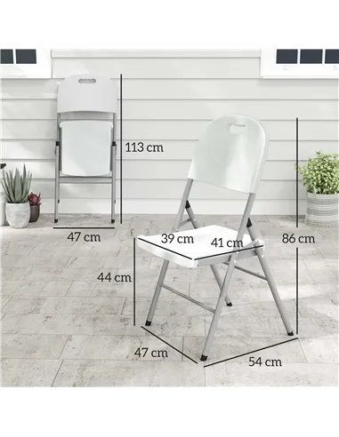 Outsunny Set of Two Foldable Outdoor Chairs - White