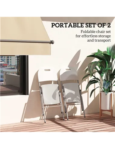 Outsunny Set of Two Foldable Outdoor Chairs - White