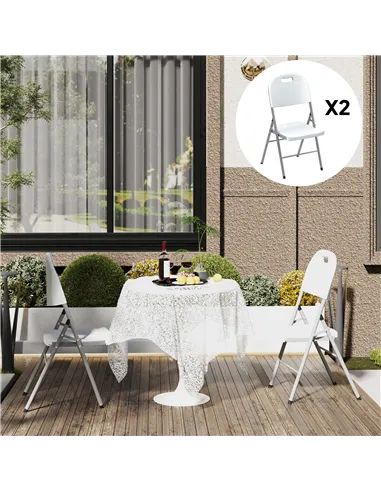 Outsunny Set of Two Foldable Outdoor Chairs - White