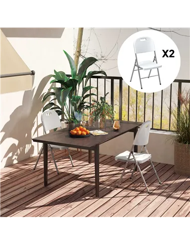 Outsunny Set of Two Foldable Outdoor Chairs - White