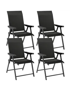 Outsunny Set of Four Folding Outdoor Chairs - Black