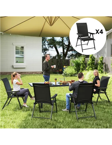 Outsunny Set of Four Folding Outdoor Chairs - Black