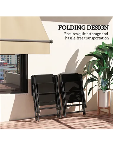 Outsunny Set of Four Folding Outdoor Chairs - Black